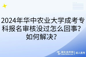 2024年华中农业大学成考专科报名审核没过怎么回事？如何解决？