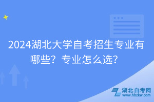 2024湖北大学自考招生专业有哪些？专业怎么选？