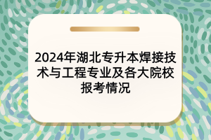 2024年湖北专升本焊接技术与工程专业及各大院校的报考情况