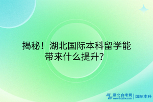 揭秘！湖北国际本科留学能带来什么提升？