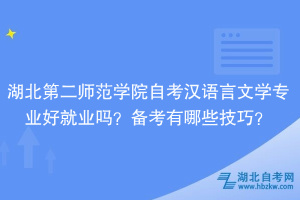 湖北第二师范学院自考汉语言文学专业好就业吗？备考有哪些技巧？