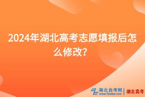 2024年湖北高考志愿填报后怎么修改？