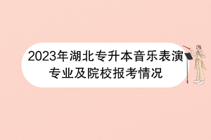 2023年湖北专升本音乐表演专业及院校报考情况