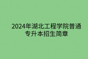 2024年湖北工程学院专升本招生简章