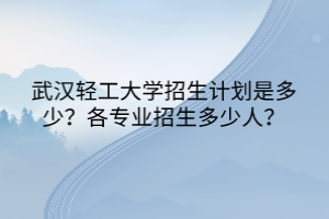 武汉轻工大学招生计划是多少？各专业招生多少人？