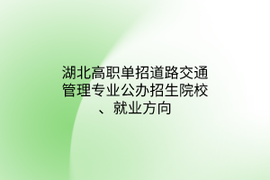 湖北高职单招道路交通管理专业公办招生院校、就业方向