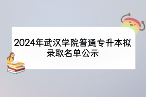 2024年武汉学院普通专升本拟录取名单公示