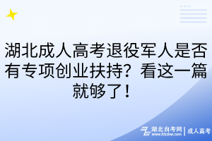 湖北成人高考退役军人是否有专项创业扶持?看这一篇就够了!