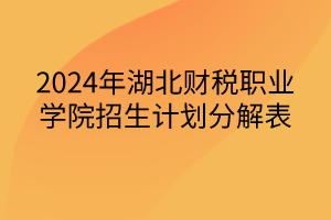 2024年湖北财税职业学院招生计划分解表