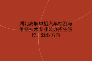 湖北高职单招汽车检测与维修技术专业公办招生院校、就业方向