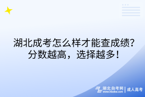 湖北成考怎么样才能查成绩？分数越高，选择越多！