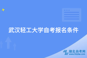 武汉轻工大学自考报名条件