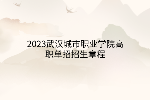 2023武汉城市职业学院高职单招招生章程