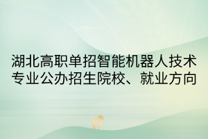 湖北高职单招智能机器人技术专业公办招生院校、就业方向