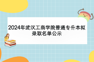 2024年武汉工商学院普通专升本拟录取名单公示