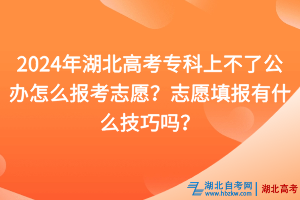 2024年湖北高考专科上不了公办怎么报考志愿？志愿填报有什么技巧吗？