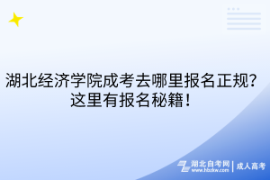 湖北经济学院成考去哪里报名正规？这里有报名秘籍！