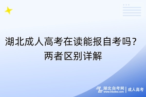 湖北成人高考在读能报自考吗？两者区别详解