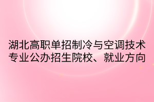 湖北高职单招制冷与空调技术专业公办招生院校、就业方向