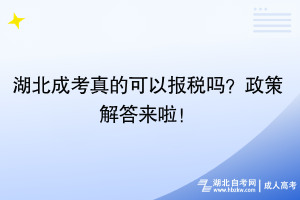 湖北成考真的可以报税吗？政策解答来啦！