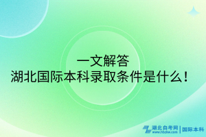 一文解答湖北国际本科的录取条件是什么！