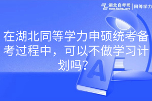 在湖北同等学力申硕统考备考过程中，可以不做学习计划吗？