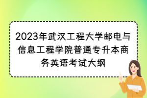 2023年武汉工程大学邮电与信息工程学院普通专升本商务英语考试大纲