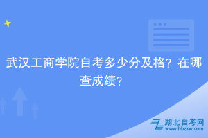 武汉工商学院自考多少分及格？在哪查成绩？