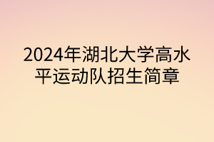 2024年湖北大学高水平运动队招生简章