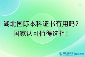 湖北国际本科证书有用吗？国家认可值得选择！