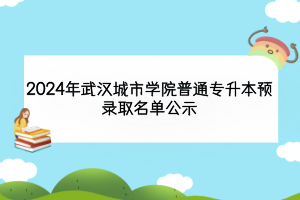 2024年武汉城市学院普通专升本预录取名单公示