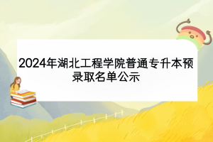 2024年湖北工程学院普通专升本预录取名单公示