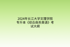 2024年长江大学文理学院专升本《综合商务英语》考试大纲