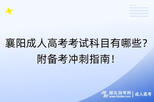 襄阳成人高考考试科目有哪些？附备考冲刺指南！