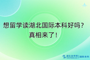 想留学读湖北国际本科好吗？真相来了！