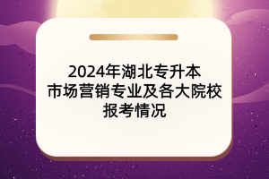 2024年湖北专升本市场营销专业及各大院校报考情况