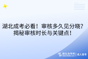 湖北成考必看！审核多久见分晓？揭秘审核时长与关键点！