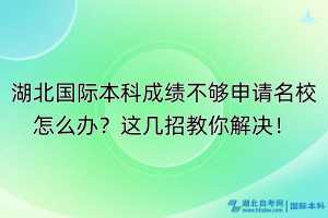 湖北国际本科成绩不够申请名校怎么办？这几招教你解决！