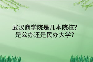 武汉商学院是几本院校？是公办还是民办大学？