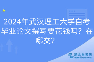 2024年武汉理工大学自考毕业论文撰写要花钱吗？在哪交？