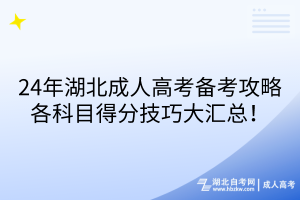 24年湖北成人高考备考攻略：各科目得分技巧大汇总！