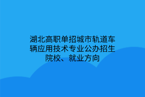 湖北高职单招城市轨道车辆应用技术专业公办招生院校、就业方向