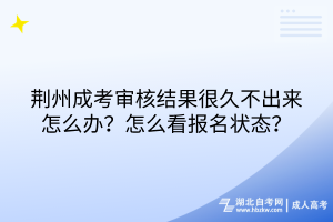 荆州成考审核结果很久不出来怎么办？怎么看报名状态？