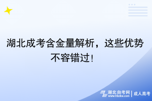 湖北成考含金量解析，这些优势不容错过！