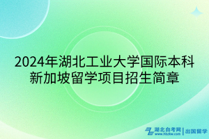 2024年湖北工业大学国际本科新加坡留学项目招生简章