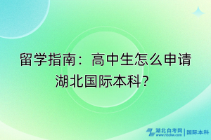 留学指南：高中生怎么申请湖北国际本科？