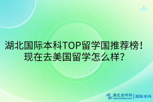 湖北国际本科TOP留学国推荐榜！现在去美国留学怎么样？