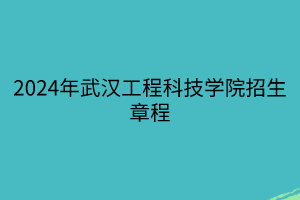 2024年武汉工程科技学院招生章程