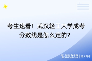 考生速看！武汉轻工大学成考分数线是怎么定的？