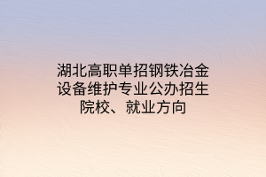 湖北高职单招钢铁冶金设备维护专业公办招生院校、就业方向